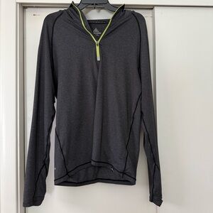 Prana Gray Striped Pullover with Lime Accent